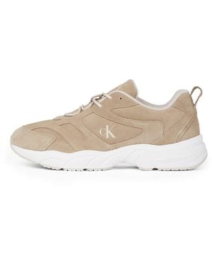 Calvin Klein Retro Tennis Low Mixed Media Runners - Natural