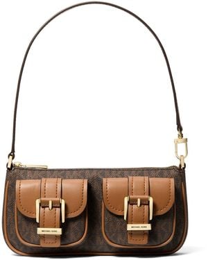 MICHAEL Michael Kors Zoe Small Signature Logo Shoulder Bag - Metallic