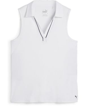 PUMA Cloudspun Piped Sleeveless Performance Polo Shirt - White