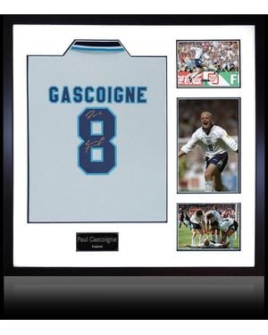 The Fan Cave Paul Gascoigne Signed England 96 Shirt Premium Fr - Blue