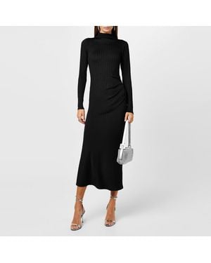 GOOD AMERICAN Shine Rib Knitted Midi Bodycon Dress - Black