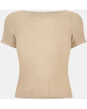 Jack Wills Crochet Open Back Tee - Natural