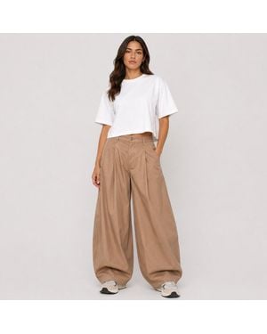 I Saw It First Pleated Barrel Trousers - Natural