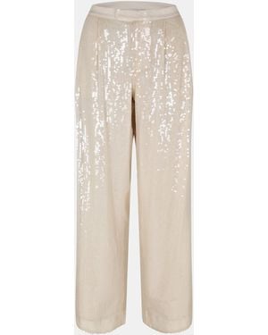 BOSS C Tallets Sequinned Wide Leg Trousers - Natural