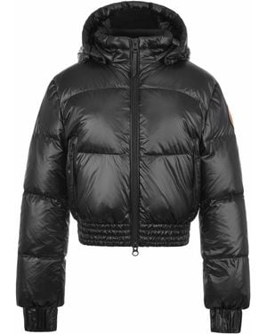 ARCTIC ARMY Yukon Cropped Hooded Funnel Neck Short Puffer Jacket - Black