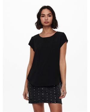 ONLY Solid Short-Sleeve Blouse - Black