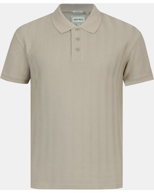 Jack Wills Herringbone Cotton Short Sleeve Polo Shirt - Grey