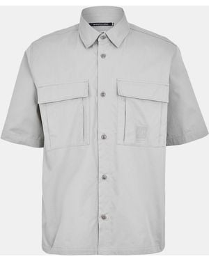 CP COMPANY METROPOLIS Short Sleeve Plain Shirt - Grey