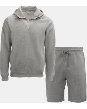 Firetrap Hood Shirt And Short Set - Grey