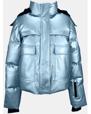 Jack Wills Jw Cropped Puffer Insulated Ski Jacket - Blue