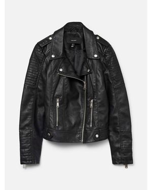 Vero Moda Coated Faux Leather Jacket - Black
