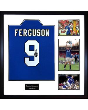 The Fan Cave Duncan Ferguson Signed Everton Shirt Elite Frame - Blue