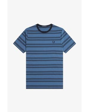 Fred Perry Fine Stripe Regular Fit T-Shirt - Blue