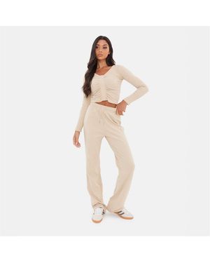 I Saw It First Ribbed Wide Leg - Natural