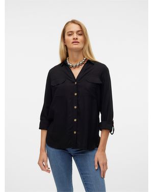 Vero Moda Long-Sleeve Plain Shirt - Black