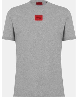 HUGO Diragolino Contemporary T-Shirt With Logo Detail - Grey