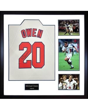 The Fan Cave Michael Owen Signed England 98' Shirt Elite Frame - White