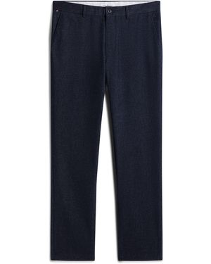 Tommy Hilfiger Denton Brushed Cotton-Blend Straight Leg Trousers - Blue