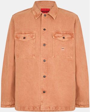 HUGO Enalu 01 Long-Sleeve Plain Shirt - Orange