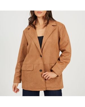 Brave Soul Bs Faux Suede Blazer - Brown