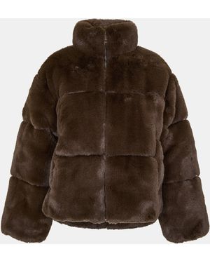 Jack Wills Jw Fur Long Sleeve Short Puffer Jacket - Brown