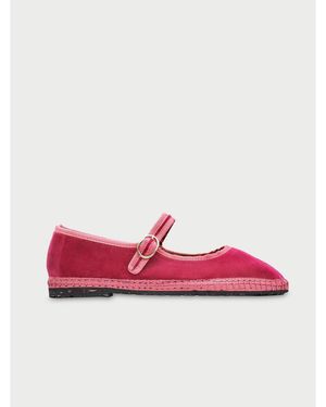 Flabelus Frances Velvet Mary Jane - Pink