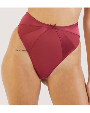 Playful Promises Etta Mesh & Satin High Waist Thong - Red