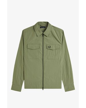 Fred Perry Long Sleeve Zip Overshirt - Green