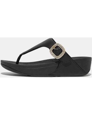 Fitflop Fit Flop Crystal Buckle Leather Sandals - Black