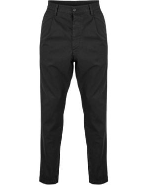 DSquared² One Pleat Cotton Straight Leg Trousers - Black
