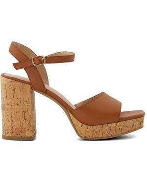 Dune Jacuzzi Platform Block Heel Sandals Size 8 - Brown