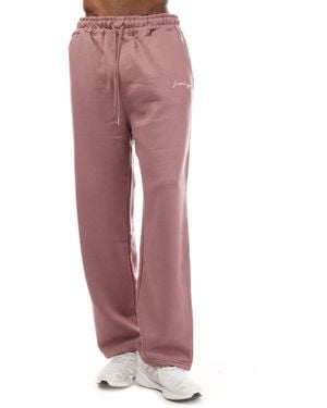 Hype Adults Wide Closed Hem Fleece Joggers - Red