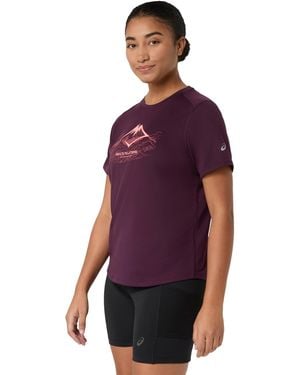 Asics Fuji Logo Short Sleeve Running T-Shirt - Purple