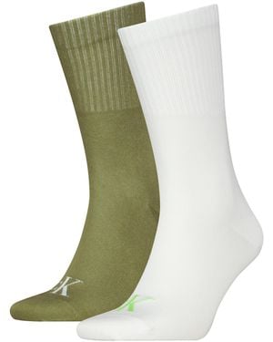 Calvin Klein 2 Pack Of Contrast Tube Socks - Green