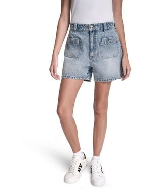 DKNY Jeans High Rise A-Line Patch Pocket Short - Blue