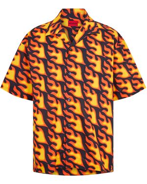 HUGO Egeeno Long Sleeve Oxford Shirt - Orange