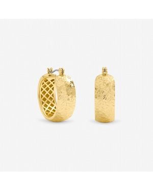 Jon Richard Textured Large Hoop Earrings - Metallic