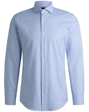 BOSS H-Hank Long Sleeve Spread Collar Shirt - Blue