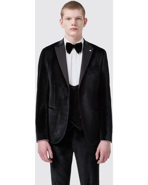 Twisted Tailor Sylvester Slim Fit Velvet Tux Jacket - Black