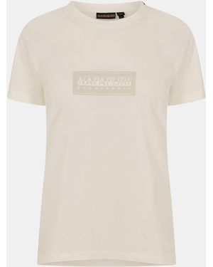 Napapijri Box Logo Short Sleeve T-Shirt - Natural