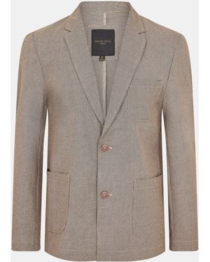 Brave Soul Light Chambray Blazer With Pockets - Brown