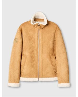Pretty Green Ashcroft Flight Insulating Aviation-Inspired Shearling Jacket - Yellow