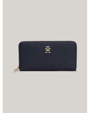 Tommy Hilfiger Th Emblem Large Zip Around Purse - Blue