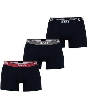 BOSS Bodywear 3Pk Power Boxer Shorts With Logo Detail - Blue