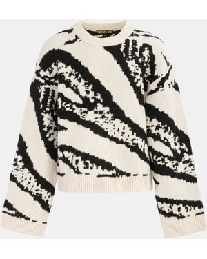 Biba Mix Animal Print Oversized Jumper - Black