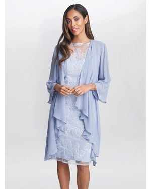 Gina Bacconi Elia Embroidered Dress And Jacket - Blue