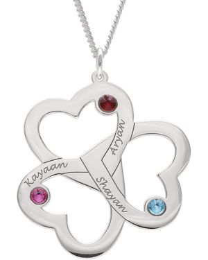 Other Personalised Three Hearts Pendant - Metallic