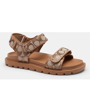 COACH Brynn Sandal In Crystal Signature Jacquard - Brown