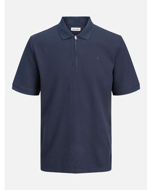 Jack & Jones Zip Polo Plus Size - Blue