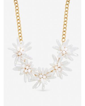 Mood Statement Pearl Floral Neckalce - Metallic
